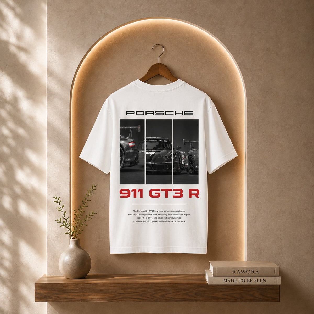 Porsche 911 GT3 R Oversized Graphic T-Shirt – Premium Cotton Unisex Tee | White