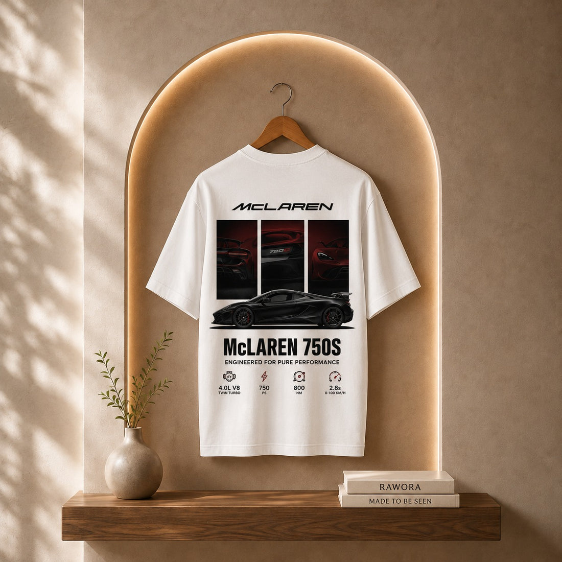 McLaren 750S Oversized Graphic T-Shirt – Premium Cotton Unisex Tee | White