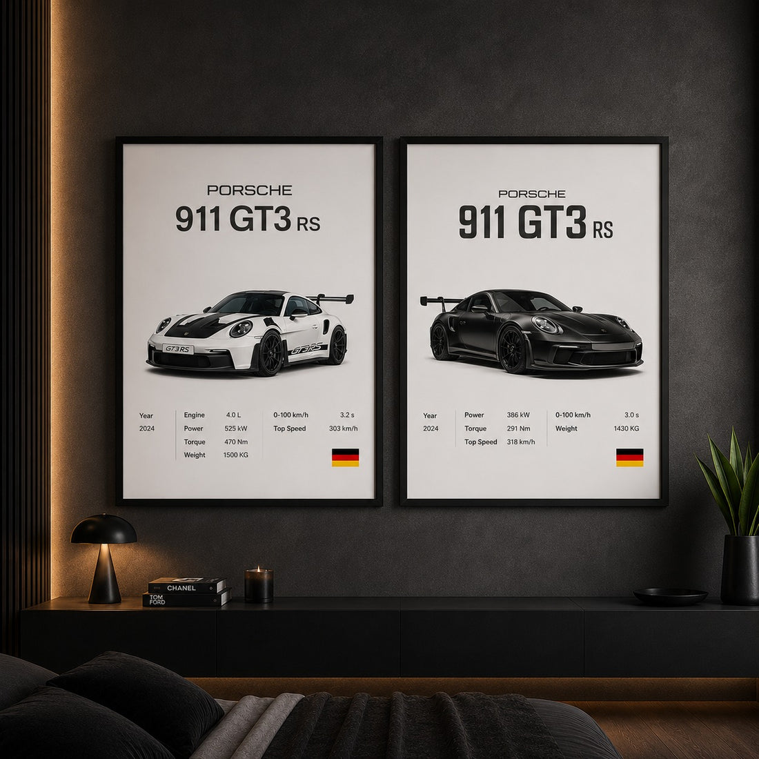 Porsche 911 GT3 RS Wall Art Poster Set – Luxury Sports Car Prints | Rawora.pk