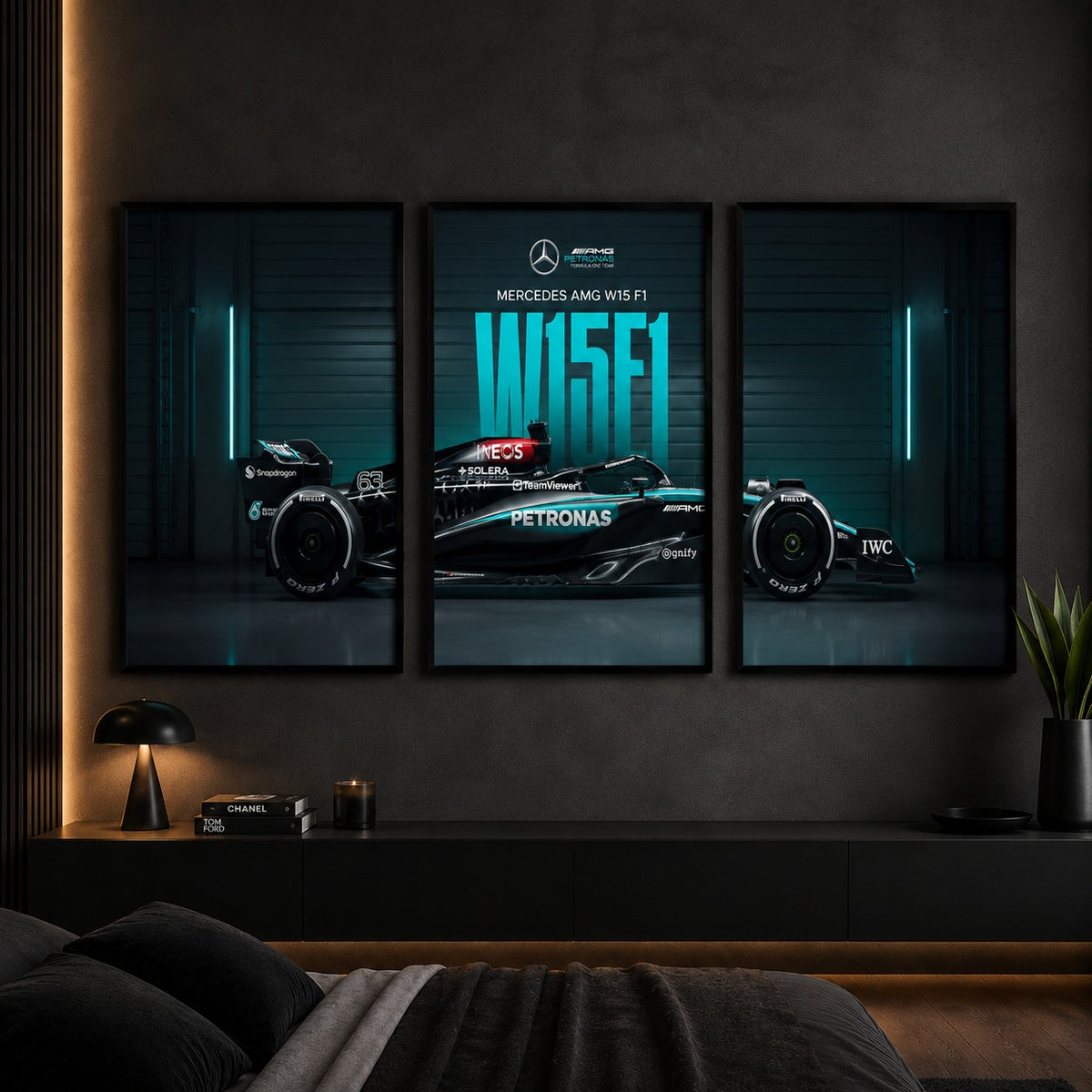 Mercedes AMG W15 F1 3-Piece Wall Art – Formula Racing Car Poster Set | Rawora.pk
